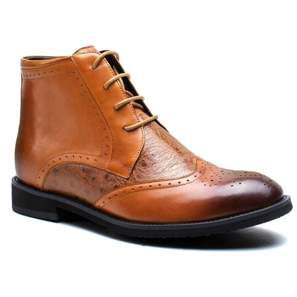 6.5 CHAMARIPA Hidden Heel Shoes Men HEIGHT INCREASING leather elevator boots 7cm